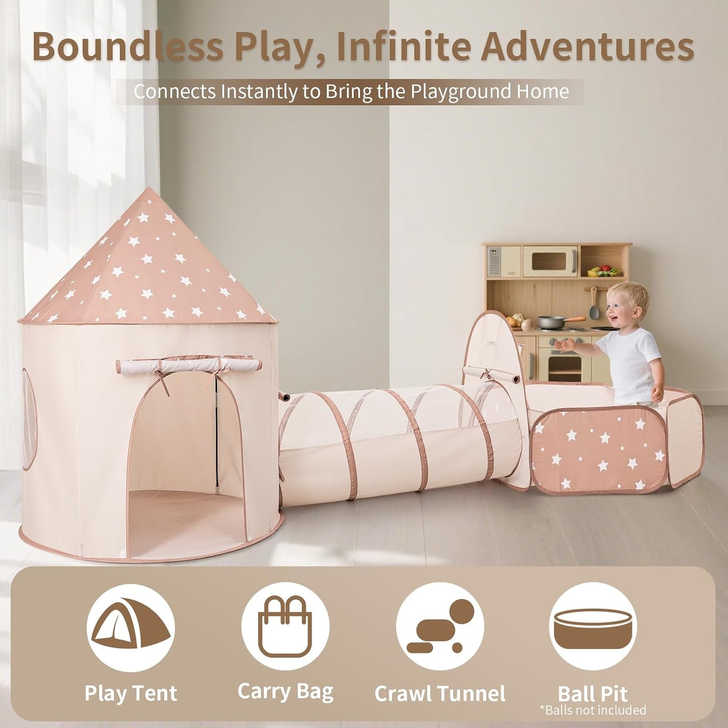 Sumbababy Tienda de campaña para niños con túnel de gateo: pozo de...