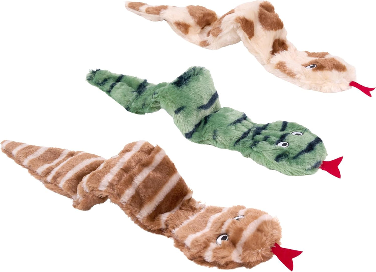 ZippyPaws Skinny Peltz - 3 serpientes multicolores, juguetes chirri...