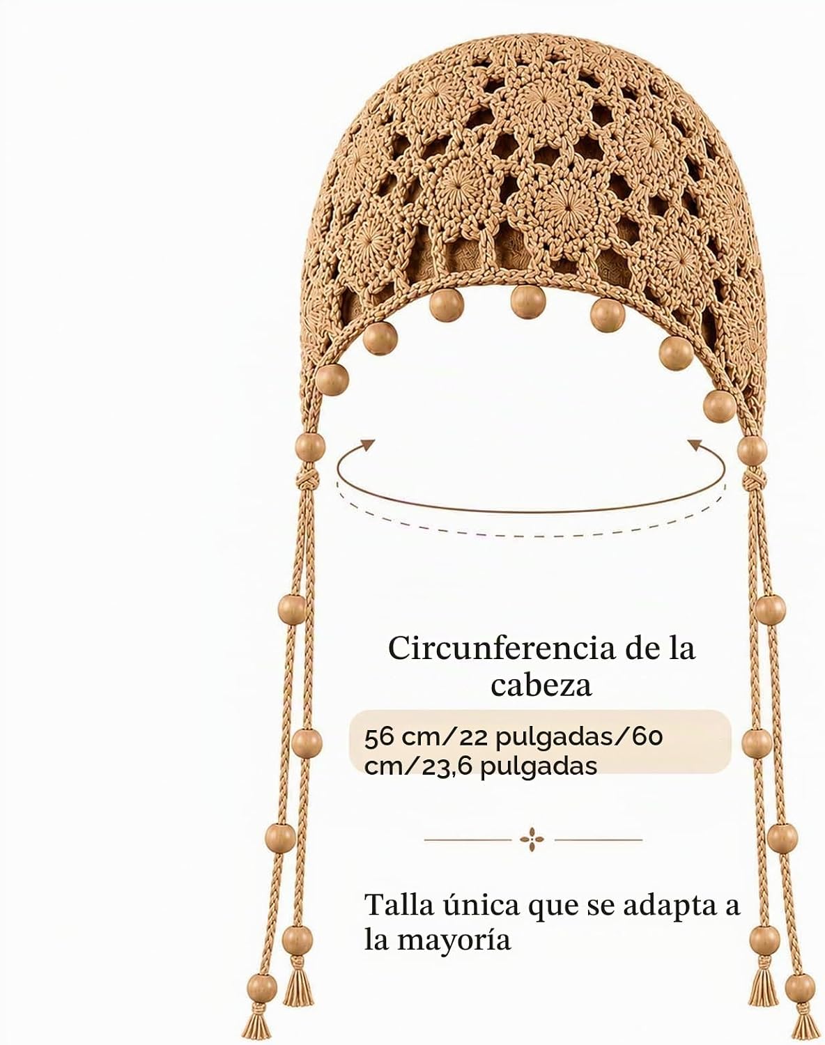 Gorros de ganchillo para mujer, boho, gorro de encaje con cuentas d...