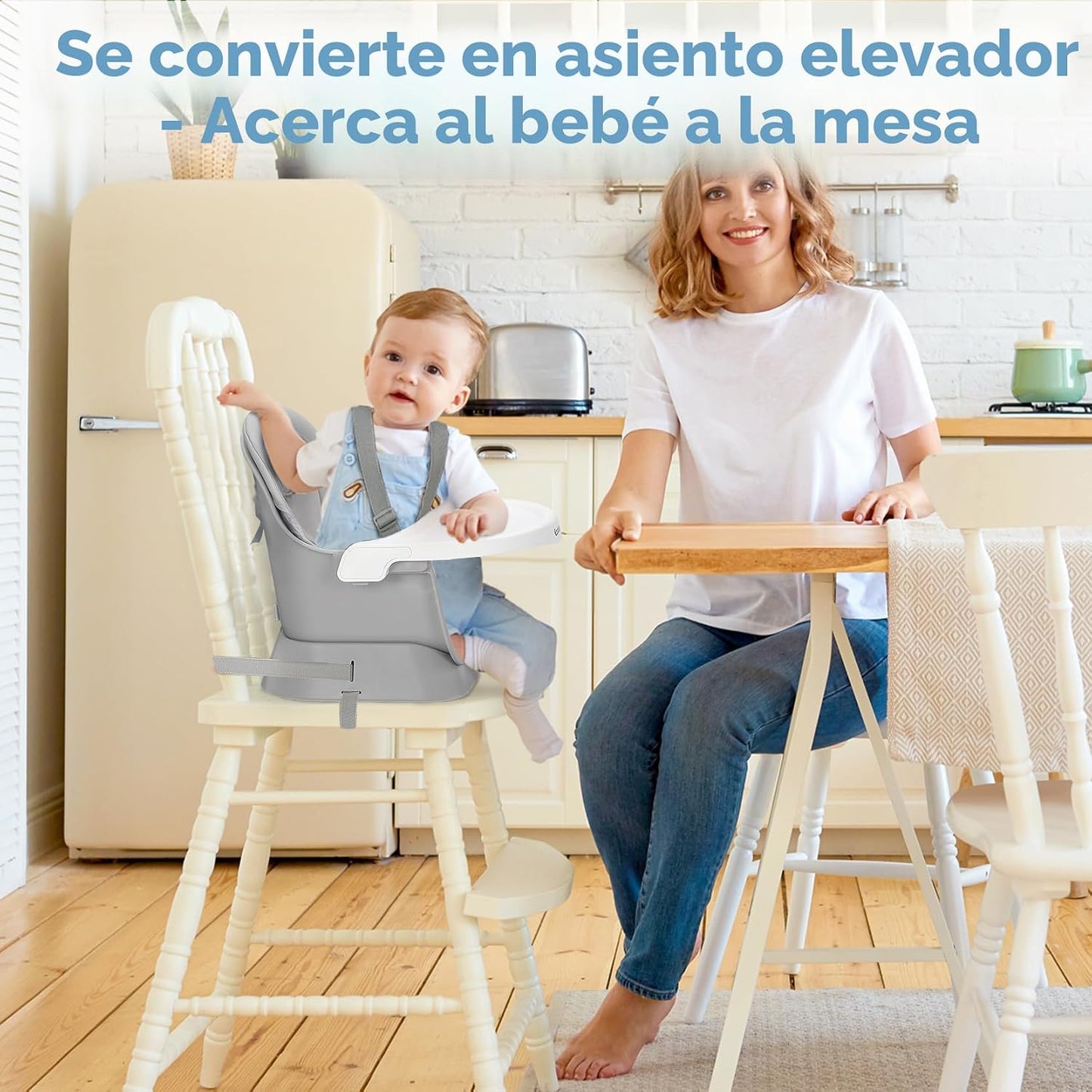 Ezebaby Sillas altas de madera 6 en 1 para bebés y niños pequeños,...