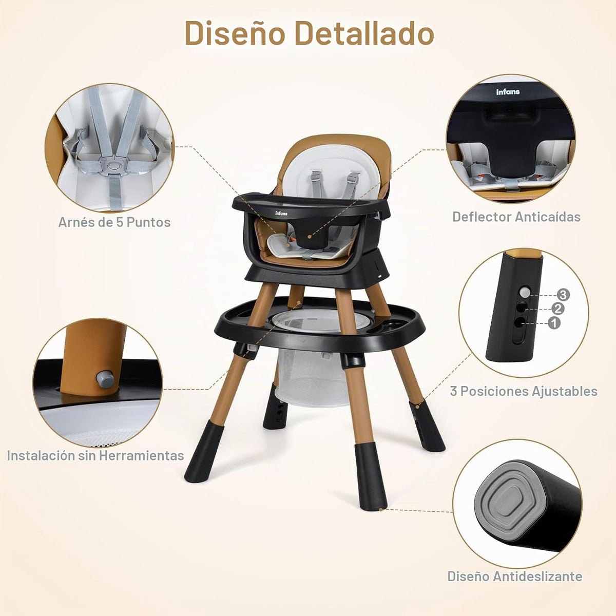 INFANS Silla alta 9 en 1, silla alta convertible para bebés y niños...