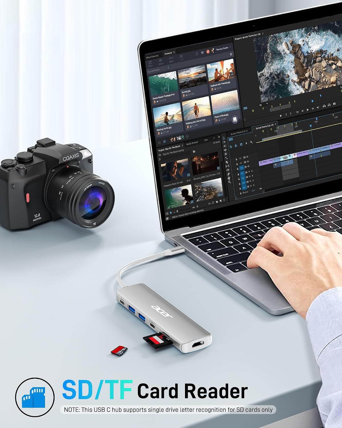 Acer USB C Dock, concentrador 7 en 1 USB-C a HDMI, 2 puertos USBA 3...