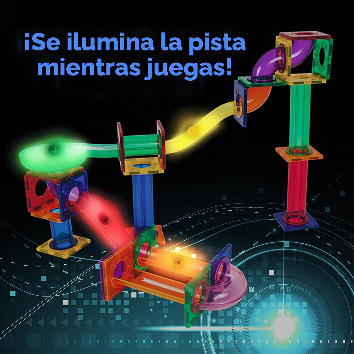 PicassoTiles Mármoles activados por movimiento, 8 unidades de luces...