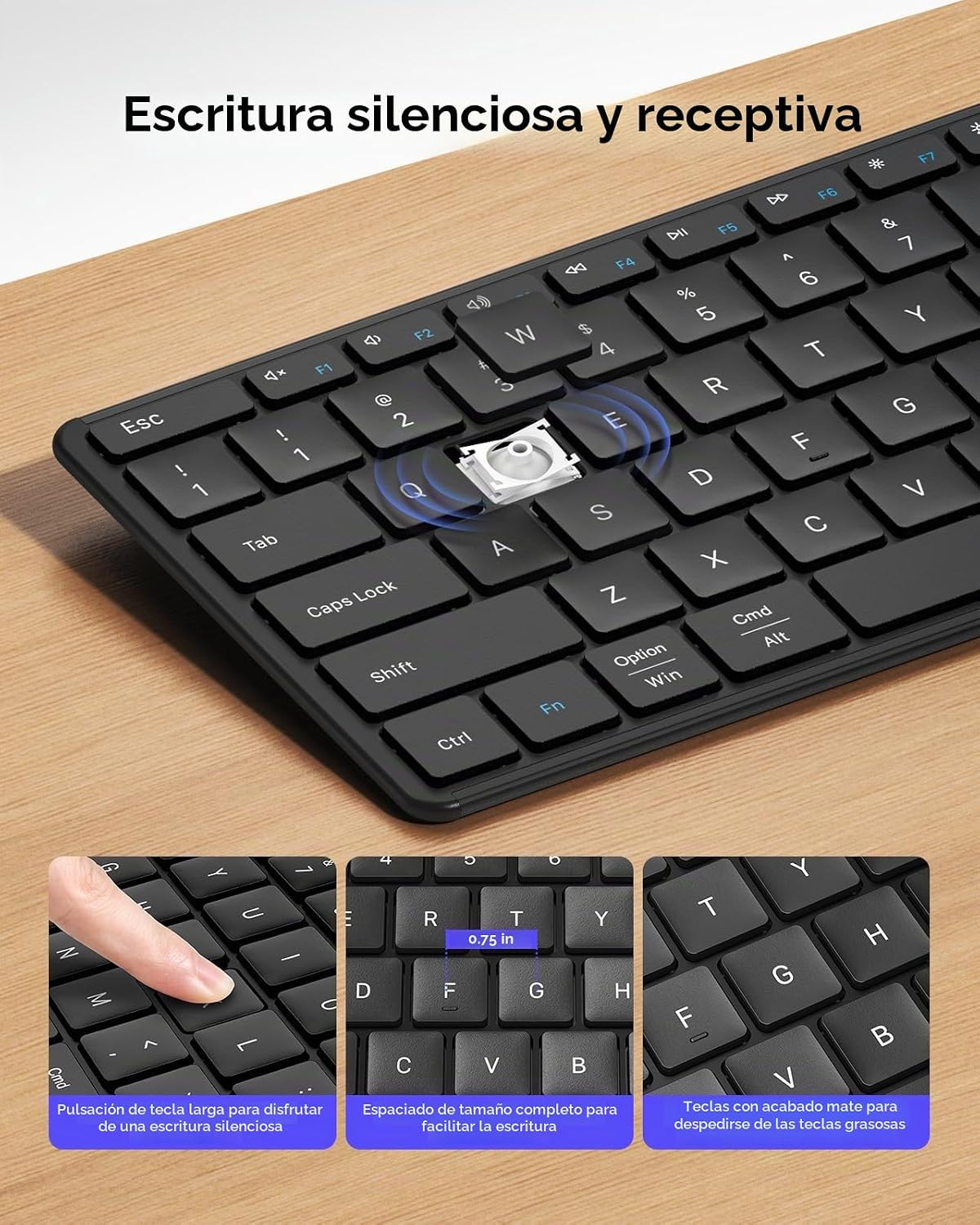 Seenda Combo de teclado y ratón Bluetooth inalámbrico, SKM64-3 reca...