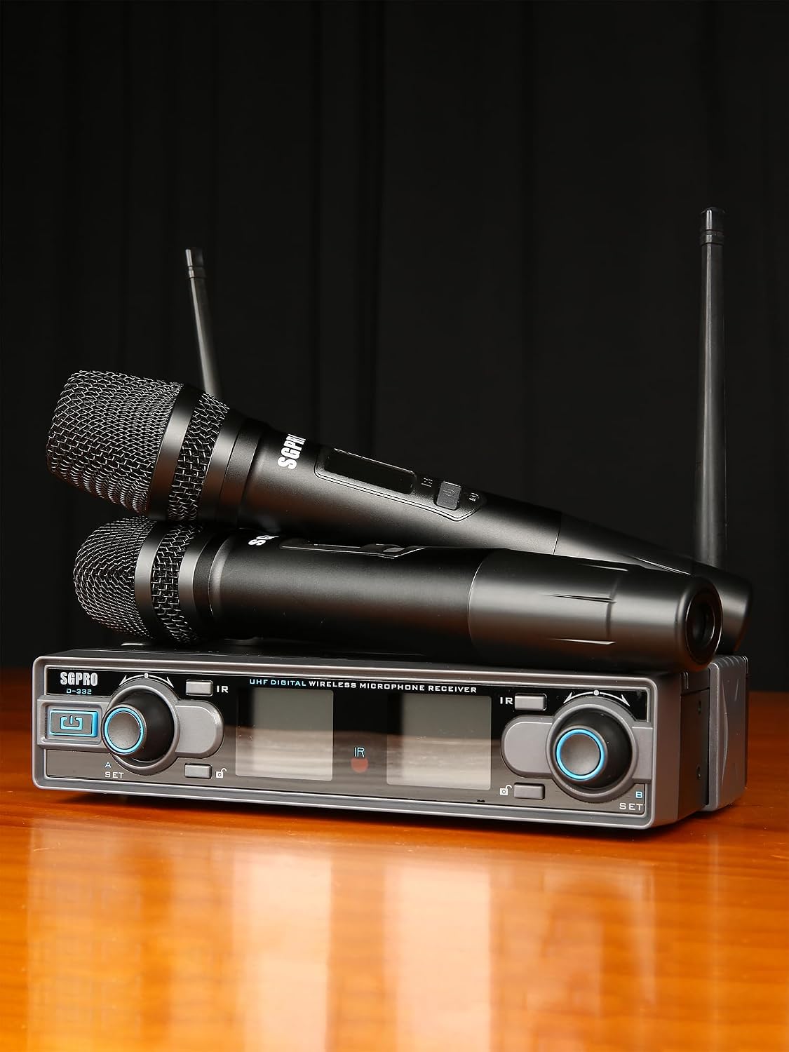 SGPRO D-332HH Dual Handheld UHF Sistema de micrófono inalámbrico |...