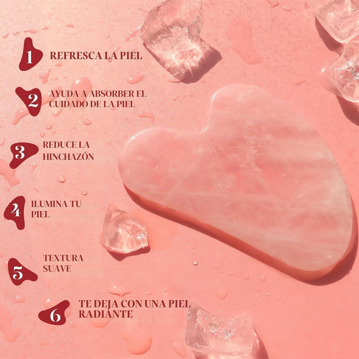 BAIMEI IcyMe - Juego de rodillos de cuarzo rosa y herramientas faci...