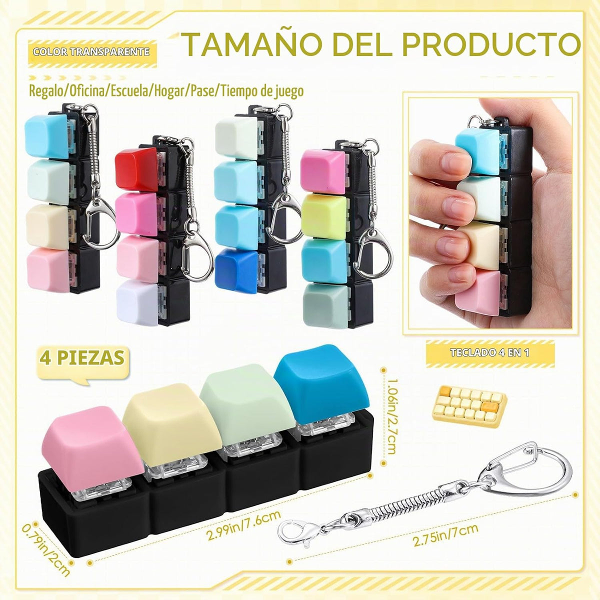 Halloscume 4 piezas de juguete para ansiedad con teclado, 4 en 1 Cl...