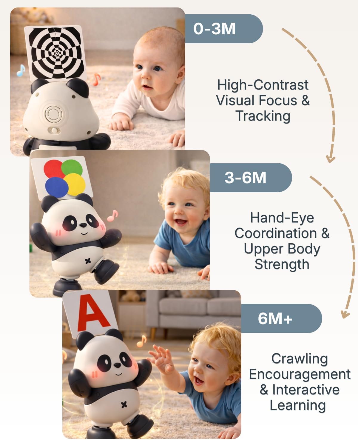 Cuddobaby Dancing Panda Juguete musical de alto contraste, tiempo d...