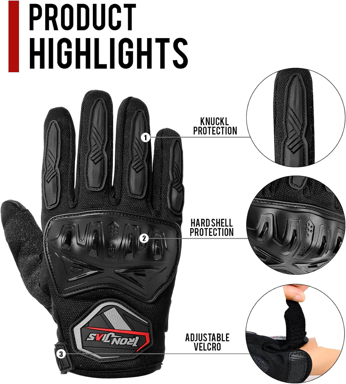 BORLENI Guantes de Motocicleta con Pantalla Táctil de Dedo Completo...