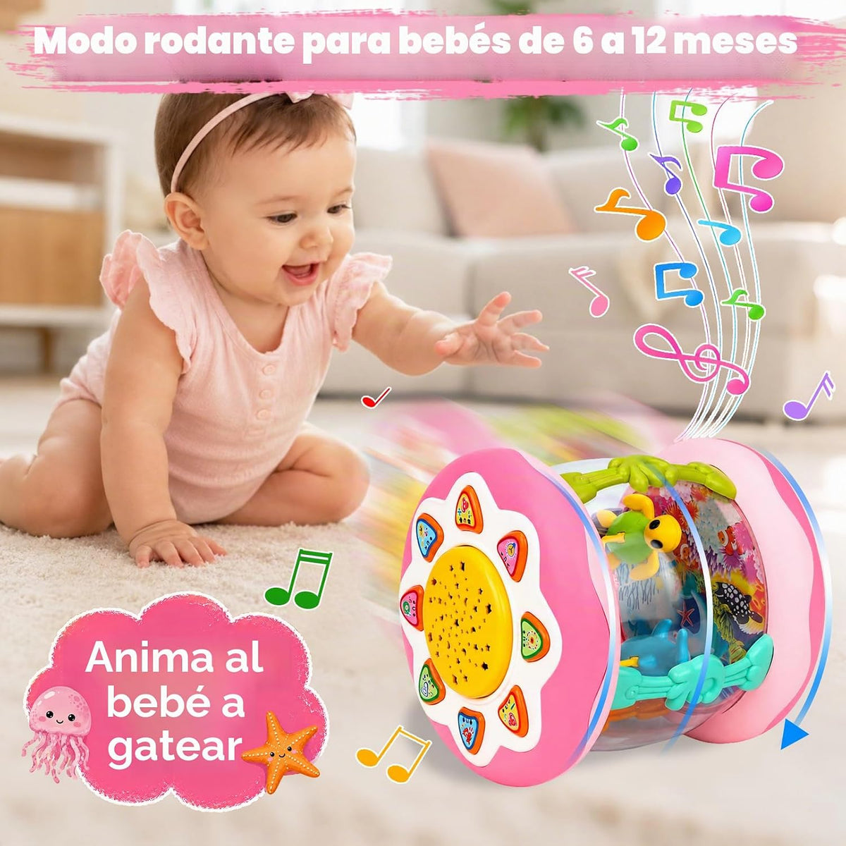 Juguetes para niñas de 0 a 6 meses: Proyector giratorio oceánico, j...