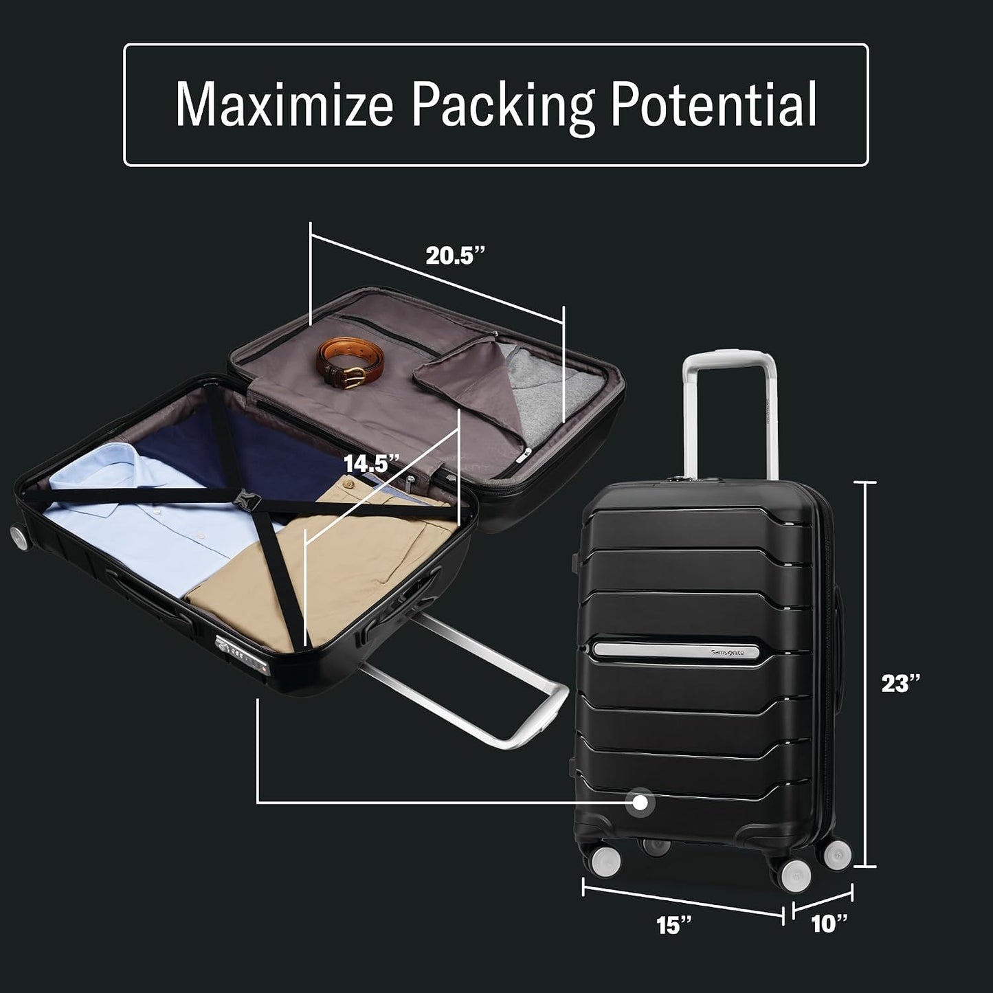 Samsonite Freeform \u2013 Maleta rígida, expandible con ruedas dobl...
