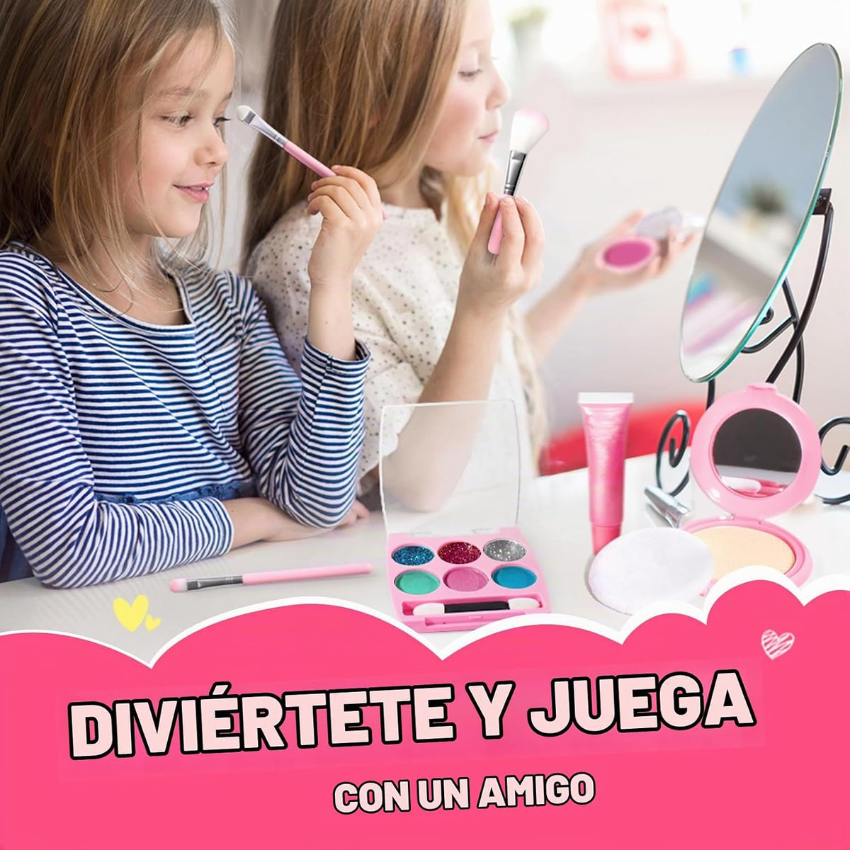 ULOVEME Kit de maquillaje lavable para niñas de 4 a 6 años con mone...