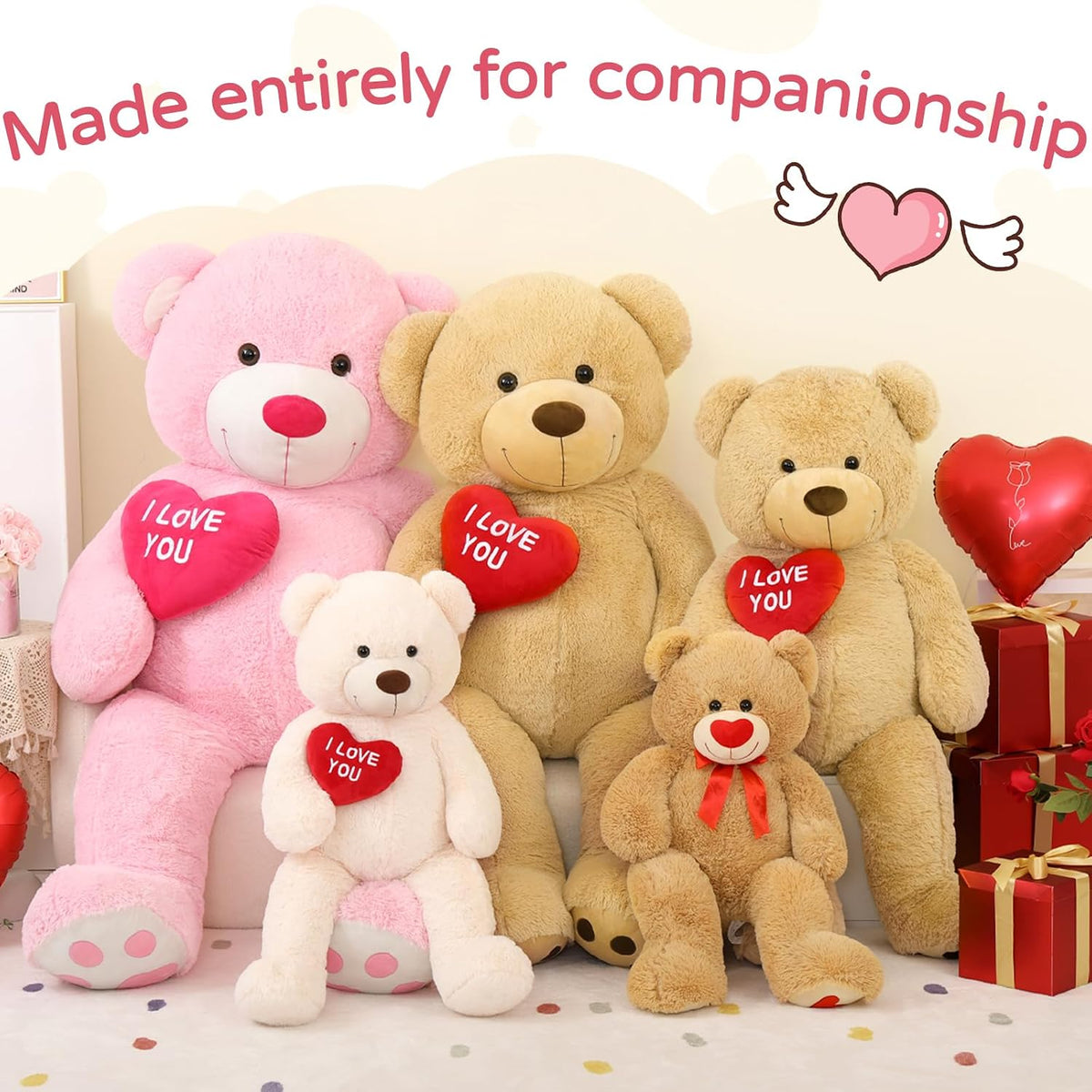 MaoGoLan - Oso de peluche grande con corazón rojo "Te quiero...