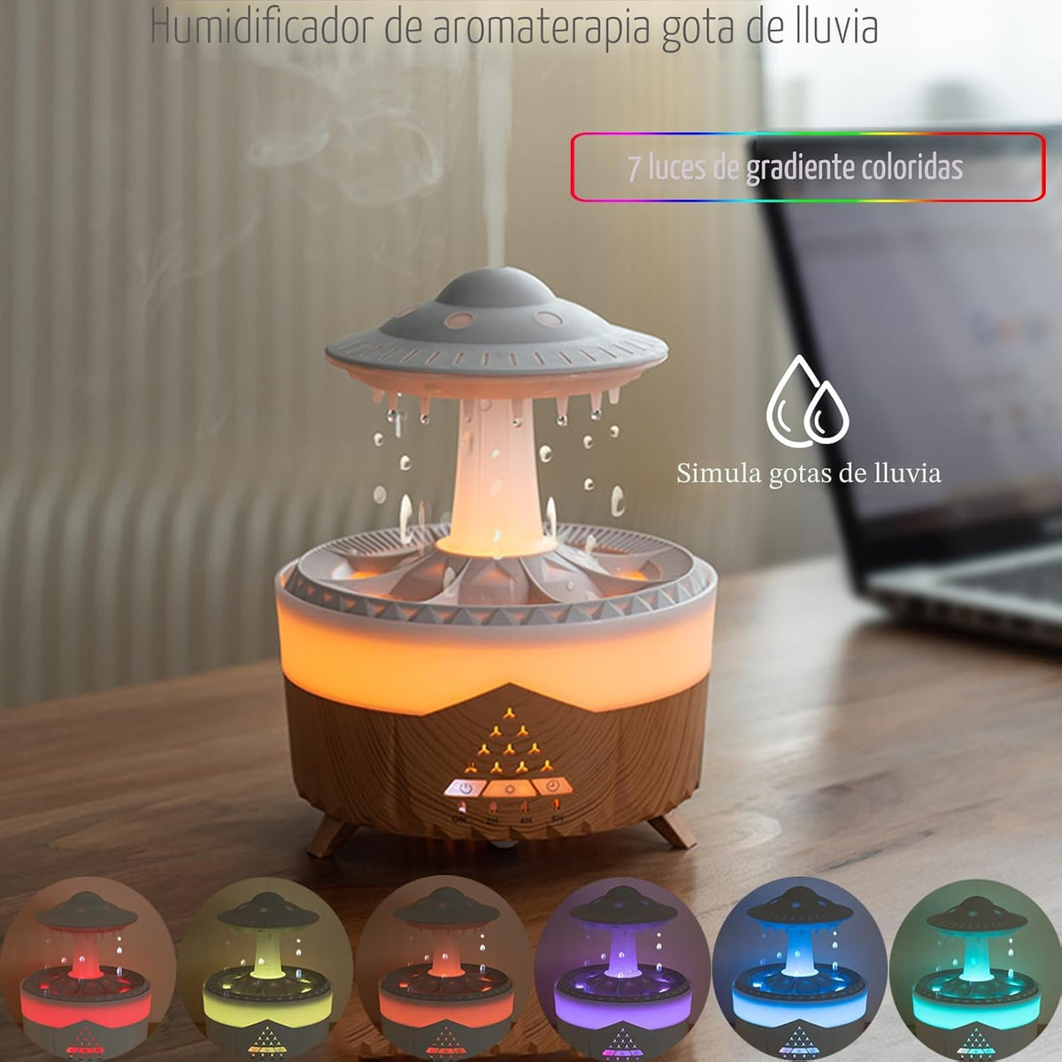 Humidificadores de gotas de lluvia para dormitorio, difusor de acei...