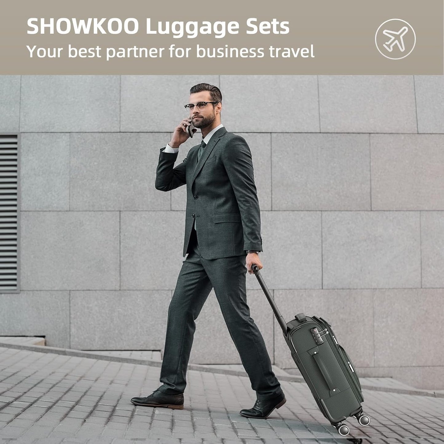 SHOWKOO - Juegos de 3 maletas blandas, expandibles, ligeras y durad...