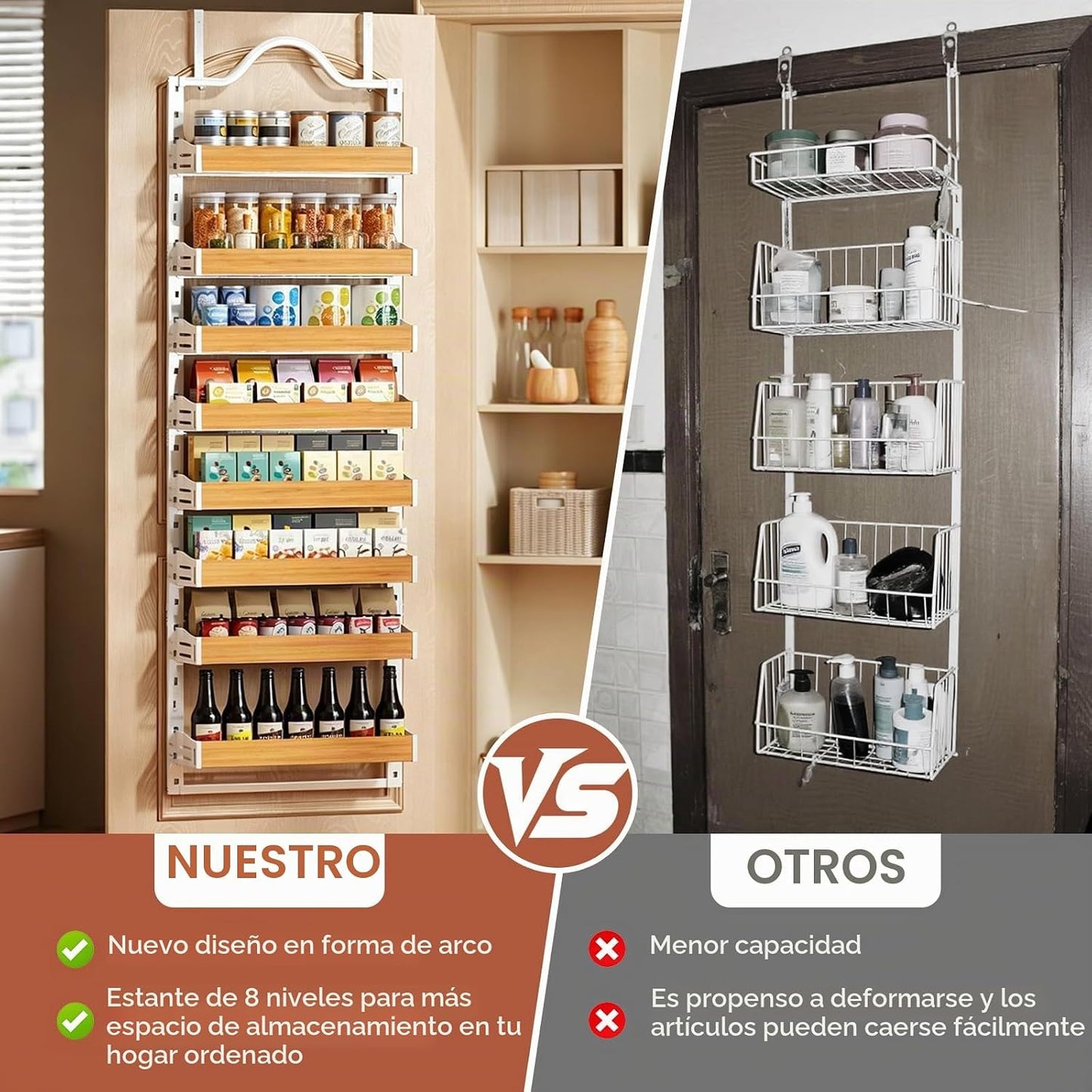 Freexployer Estante de Especias de 8 Niveles para Montaje en Pared,...
