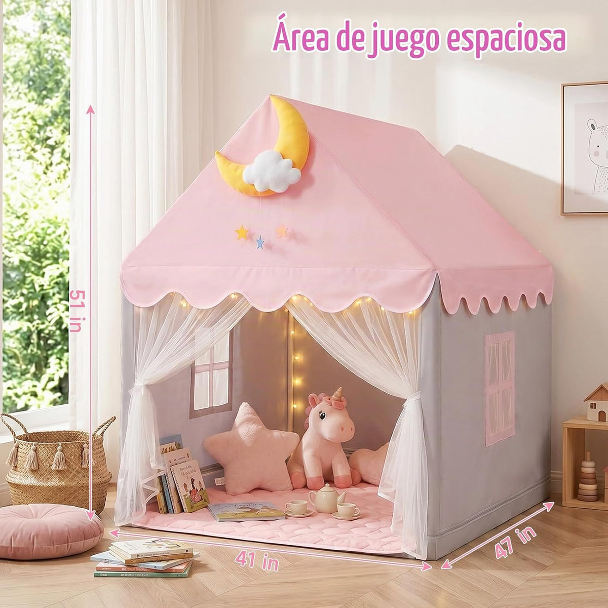GeeSound Tienda de campaña para niños para niñas en el interior: co...