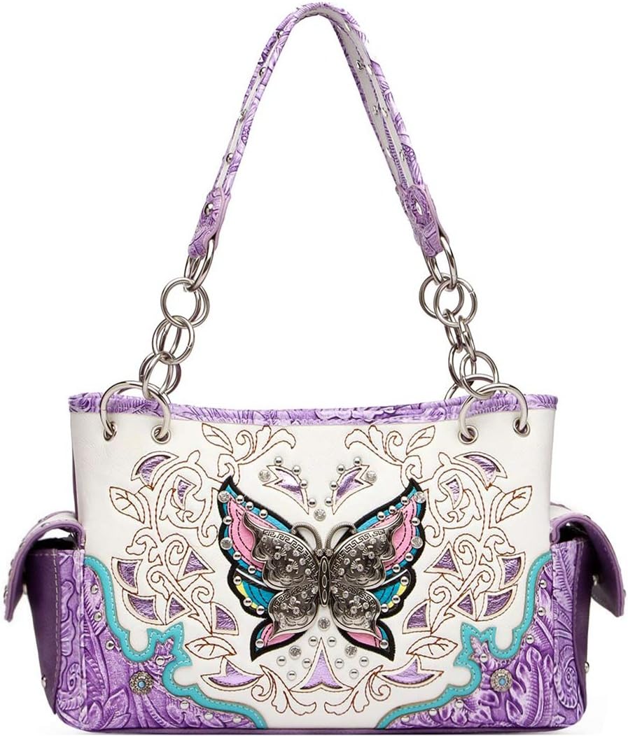 Bolso de estilo occidental con mariposas de primavera y flores para...