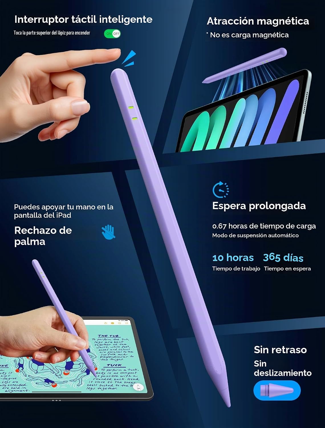 Lápiz para Apple iPad A16\/10\/9\/8\/7\/6ª generación, Pro 13\/12.9...