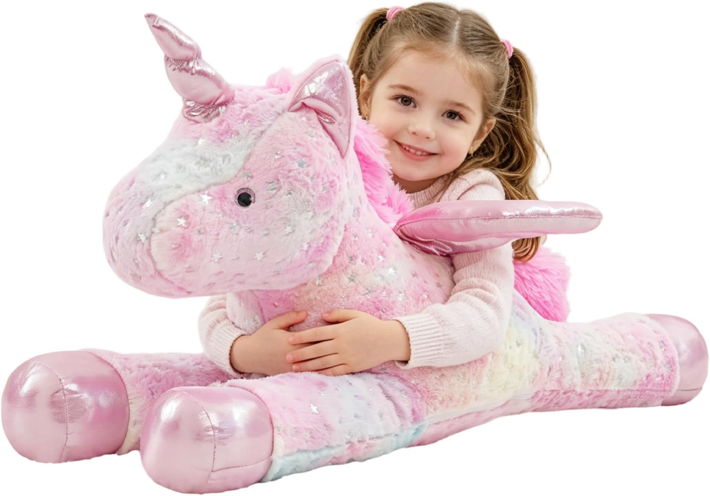 Jrystar Juguete de peluche de unicornio gigante, juguete de unicorn...