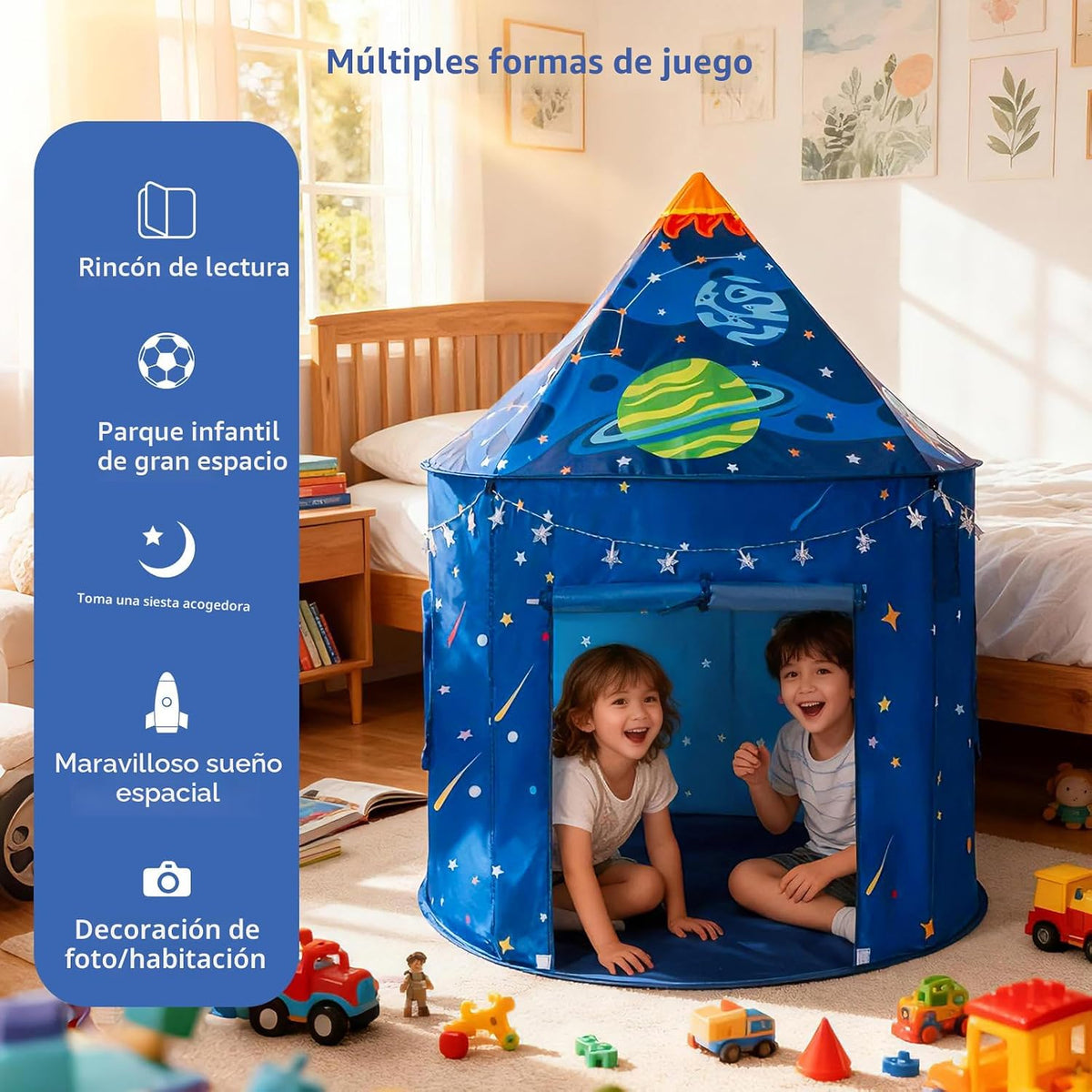 ROIWUIE Tienda de campaña con forma de cohete espacial para niños c...
