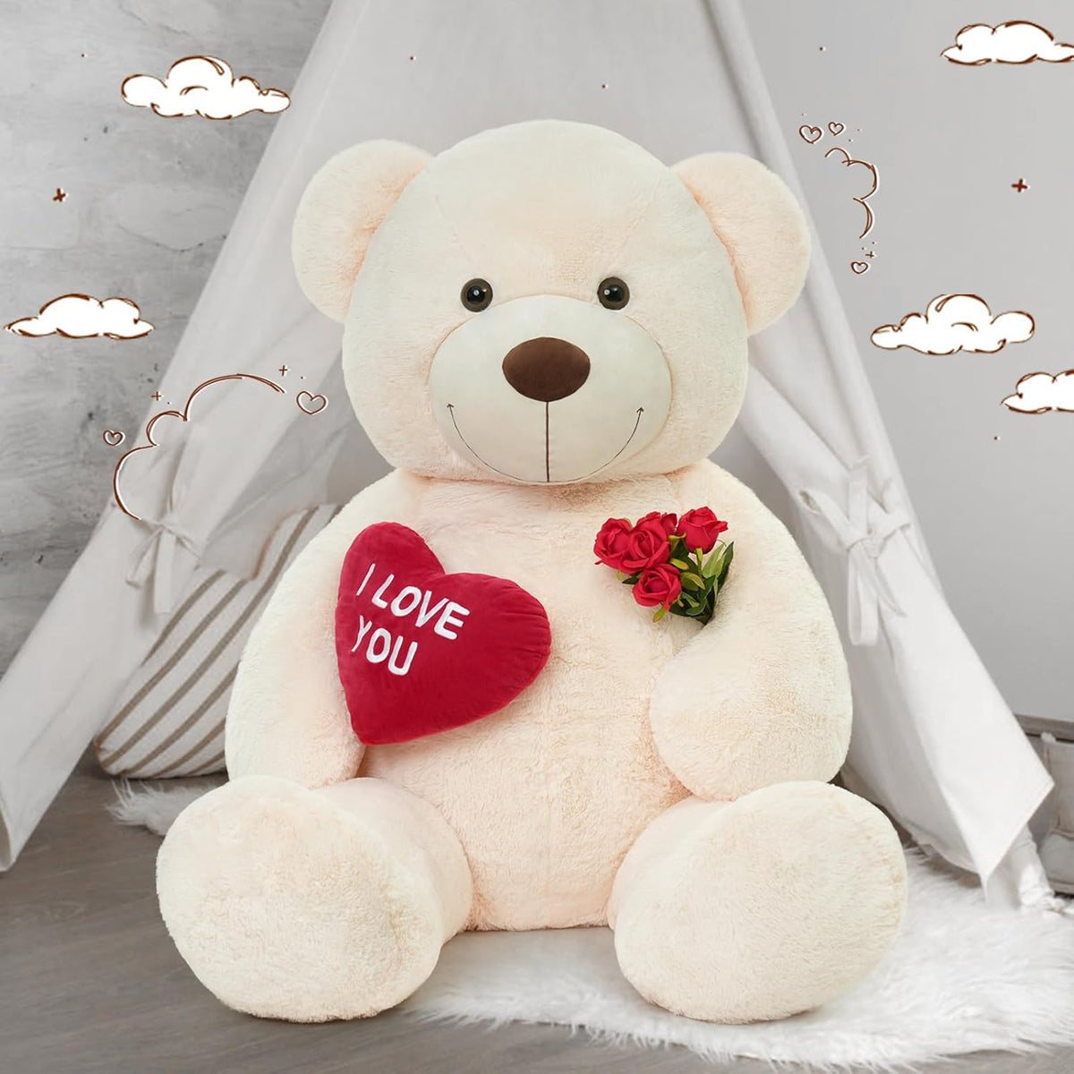 MaoGoLan Oso de Peluche Gigante de 5 Pies de Altura - Corazón Rojo...