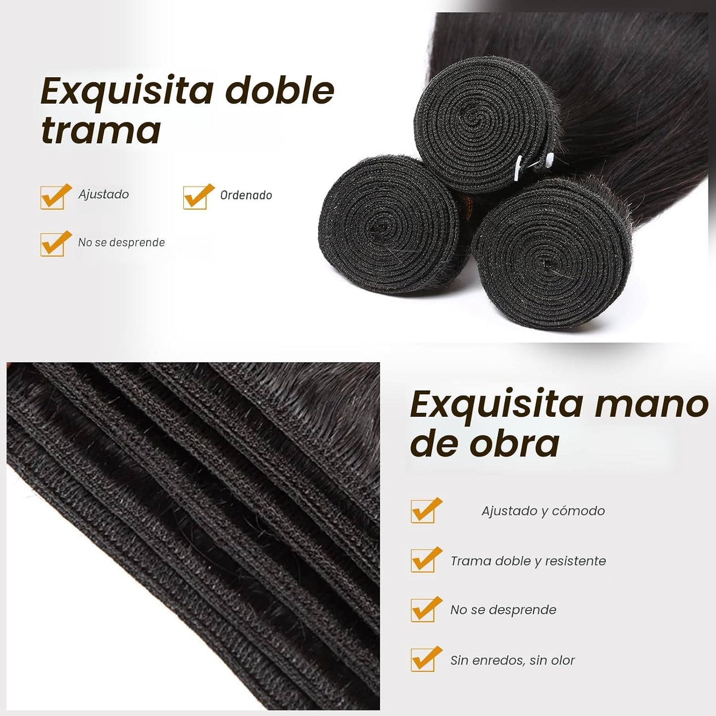 CSCHS Manojos de Cabello Humano 12A de 22, 24, 26 Pulgadas Manojos...