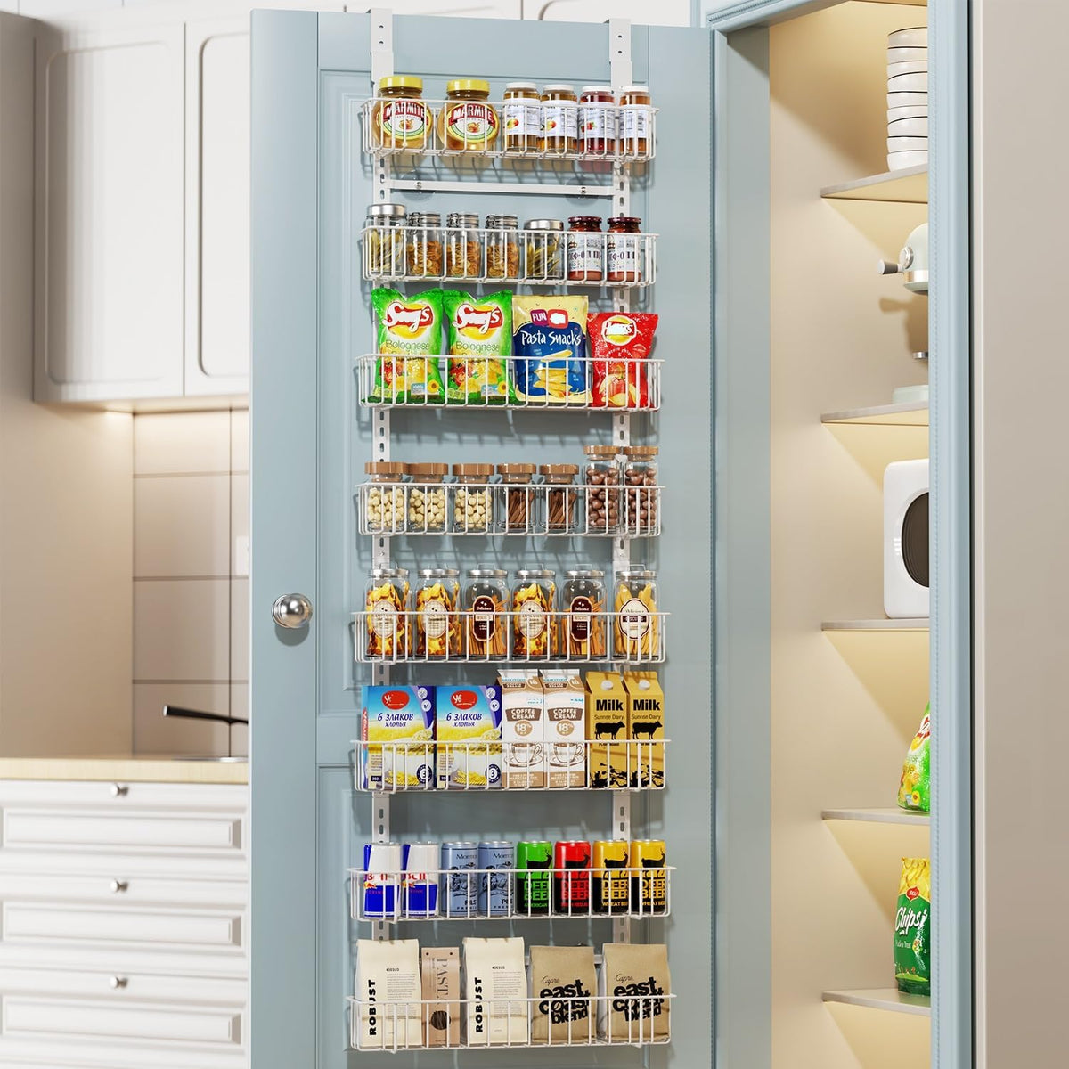 Delamu Organizador Ajustable para Puerta de Gabinete, Organizador d...