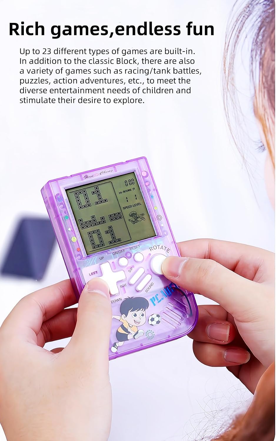 LZYCH Consola de juegos de ladrillo para niños, cuerpo transparente...