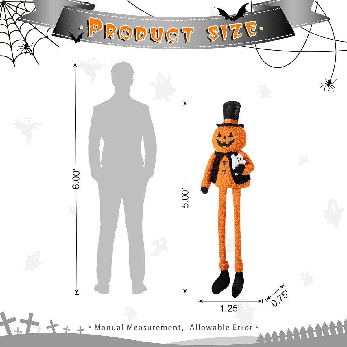 Glitzhome Decoración de Halloween de Jack O Lantern de 59 pulgadas,...