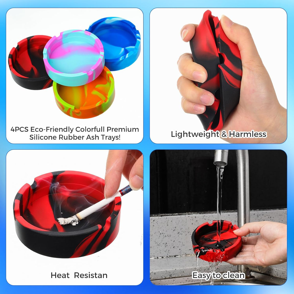 Threlaco Cenicero de silicona para cenizas, 12 piezas, teñido anuda...