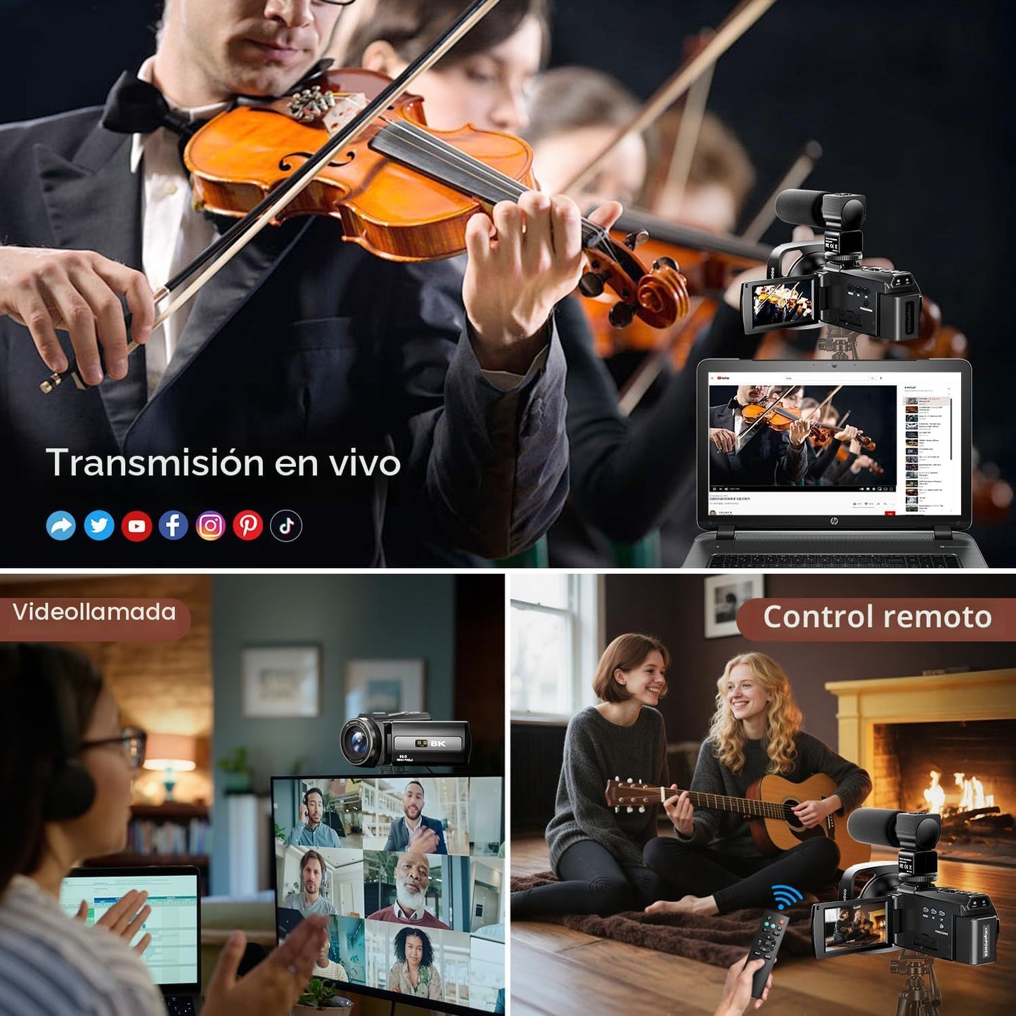 FlyFrost Cámara de video 8K 88MP UHD WiFi Vlogging Cámaras para You...