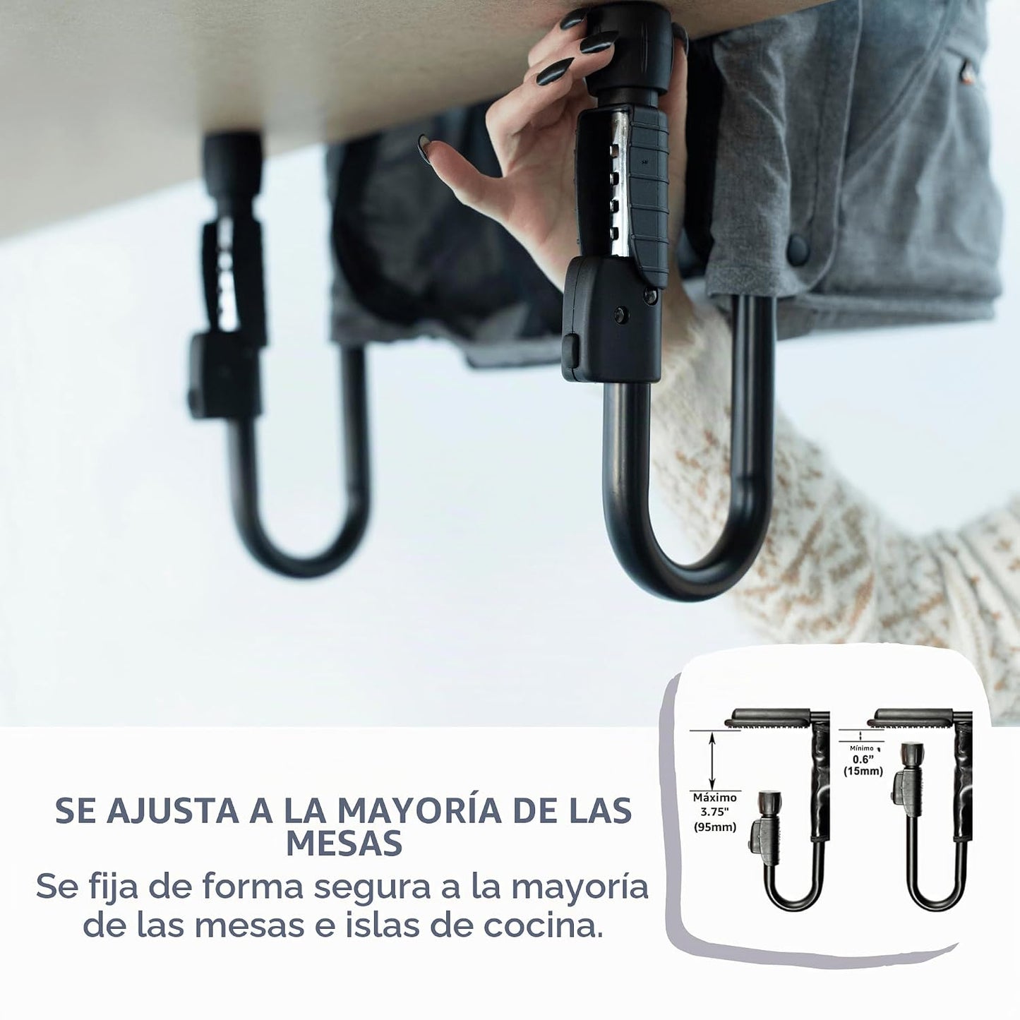 guzzie+Guss Silla alta con gancho para percha, silla de mesa portát...
