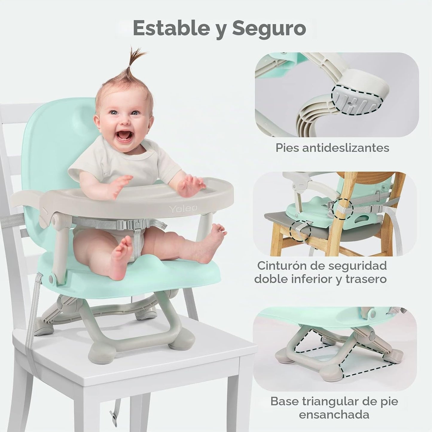YOLEO Silla alta para bebé, asiento elevador para mesa de comedor,...