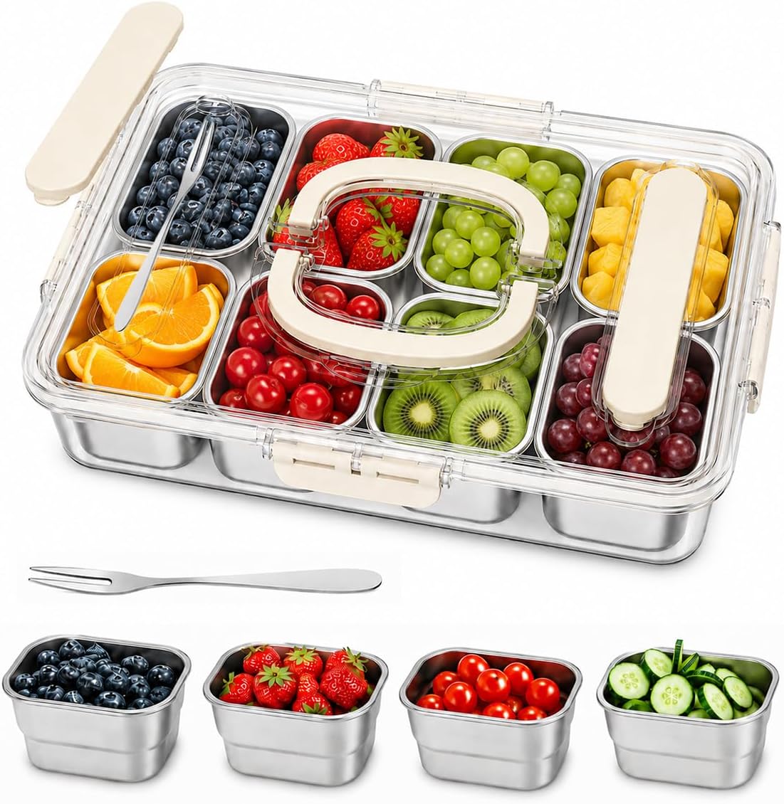 Ankou Contenedor de caja de aperitivos, bandeja de servir dividida...