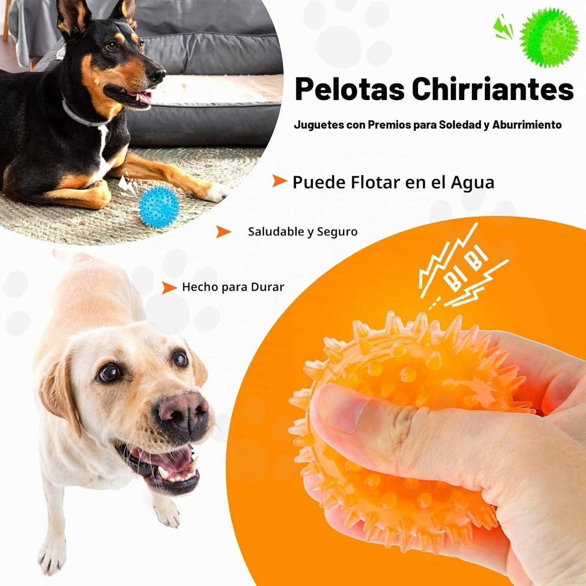 PUPTILY Juguete para cachorros de 2.5 pulgadas, bolas chirriantes p...