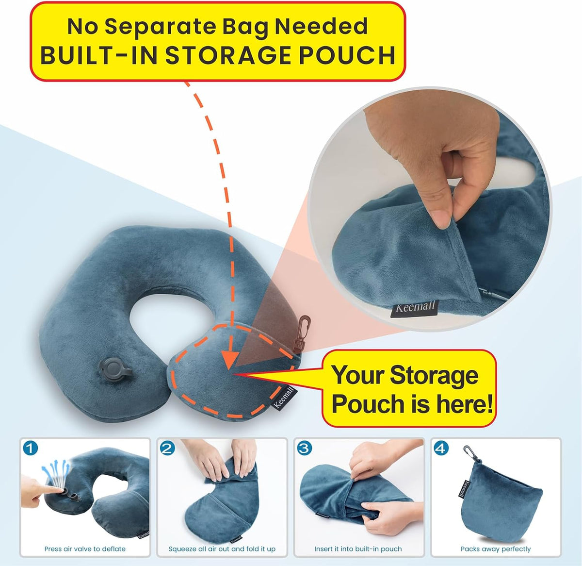 Keemall Almohada Hinchable de Viaje para Cuello en Forma de U, Almo...