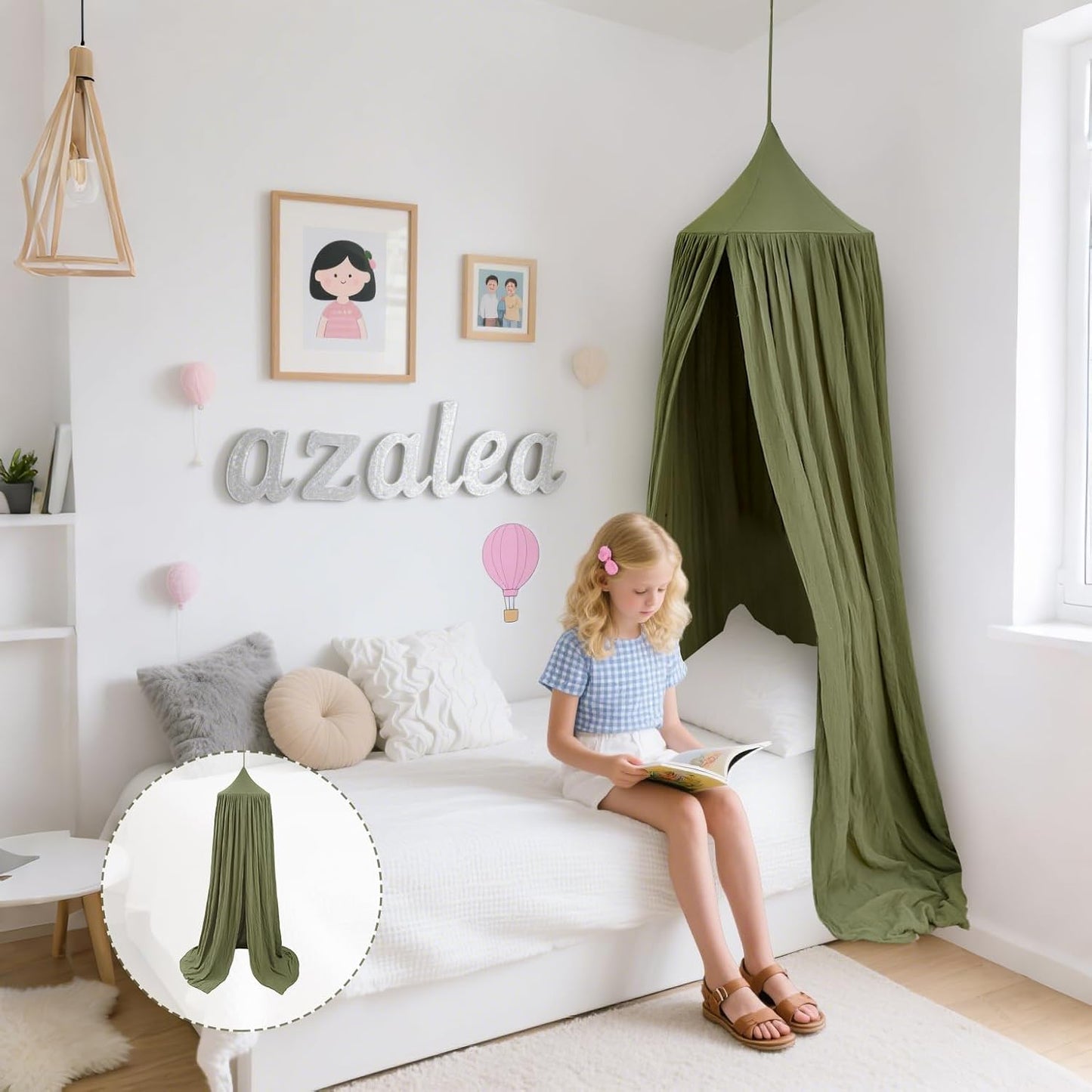 Vhaso Toldo de cama de algodón para niños, habitación del bebé, cor...