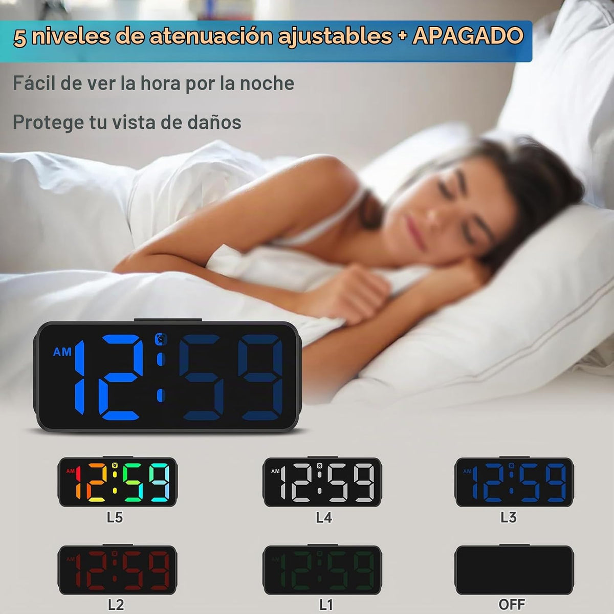 Peakeep - Reloj despertador digital pequeño y bonito, enchufable pa...