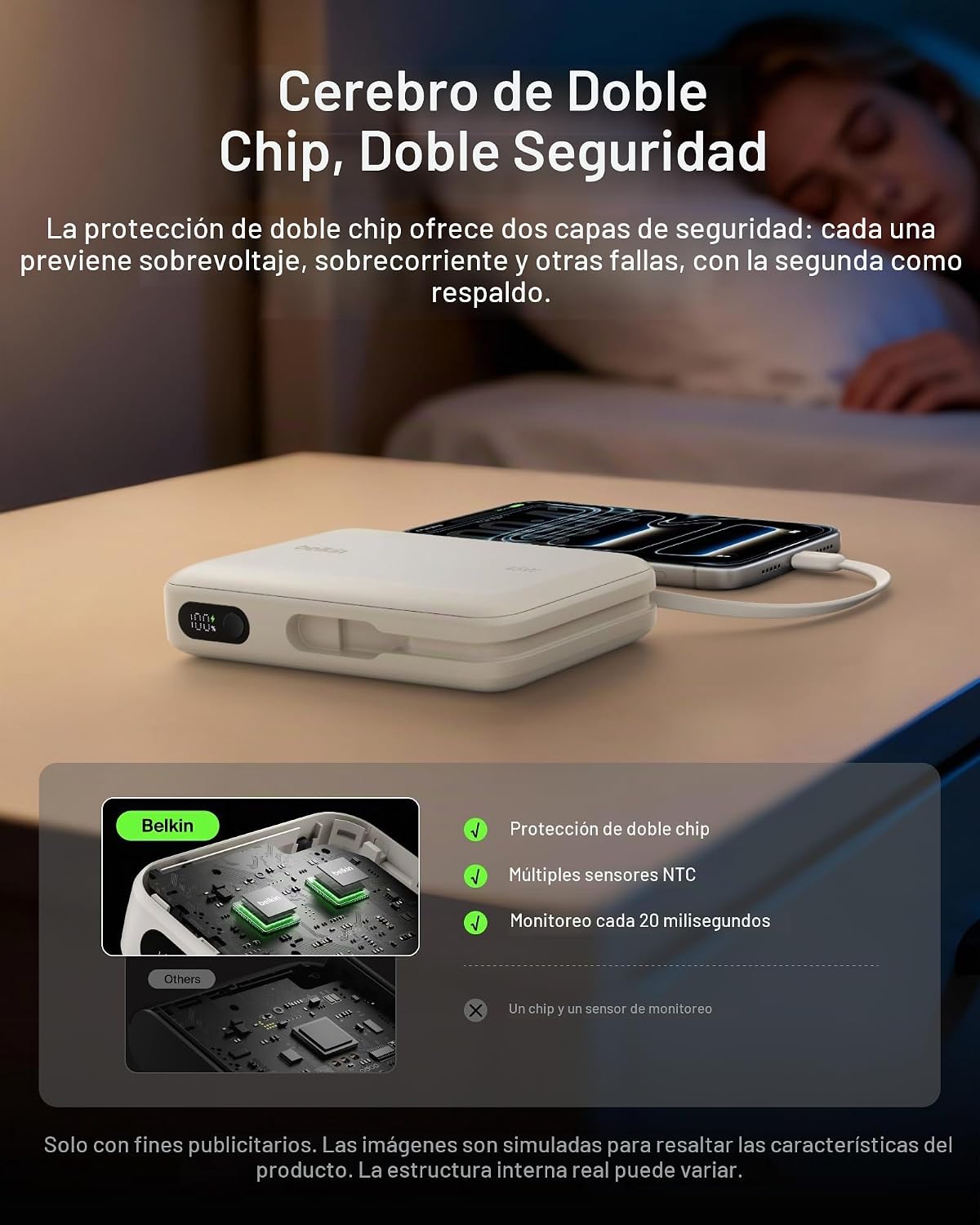 Belkin 20000mAh 45W Cargador portátil Power Bank con cable USB C in...