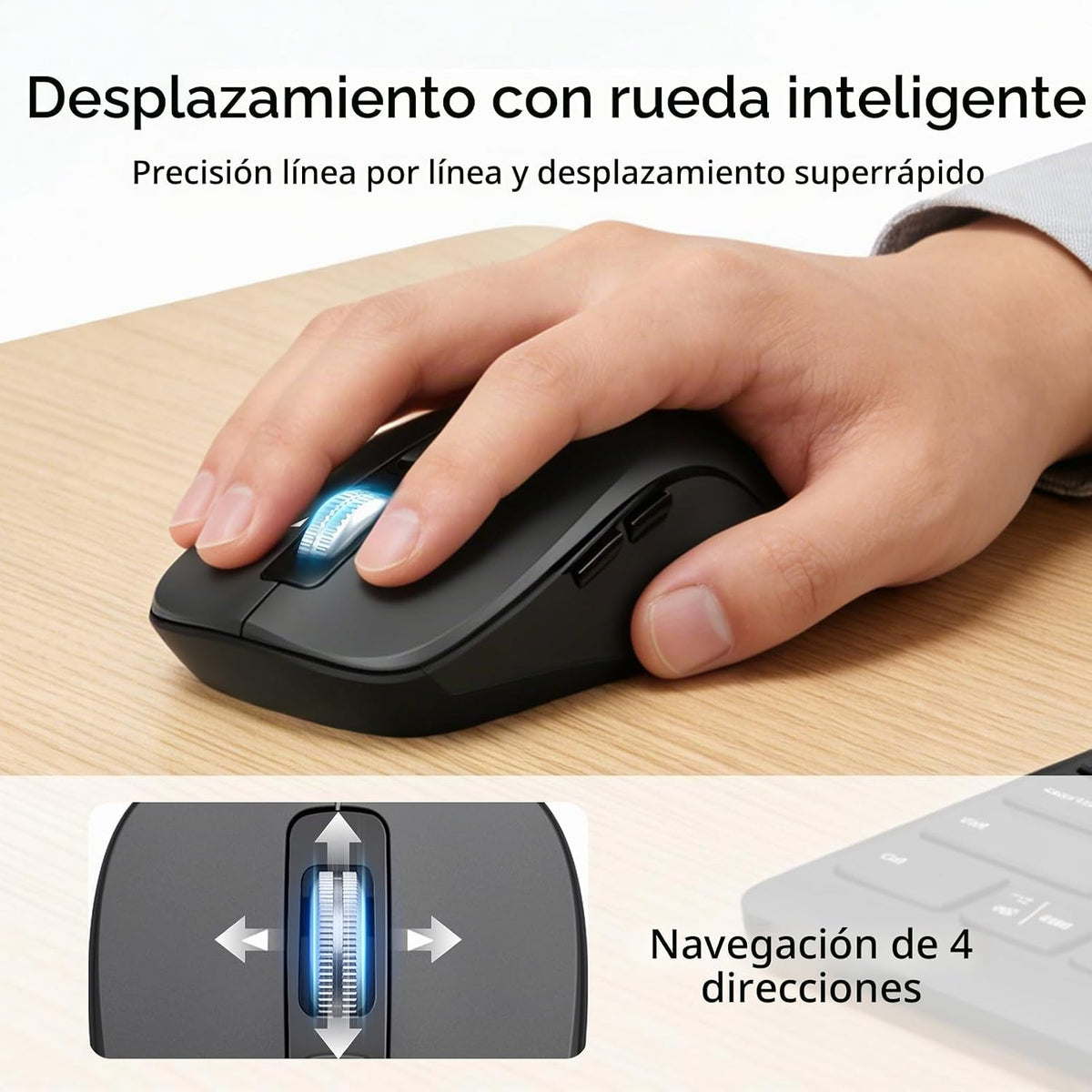 Combo de teclado y mouse inalámbricos, teclas de interruptor de tij...
