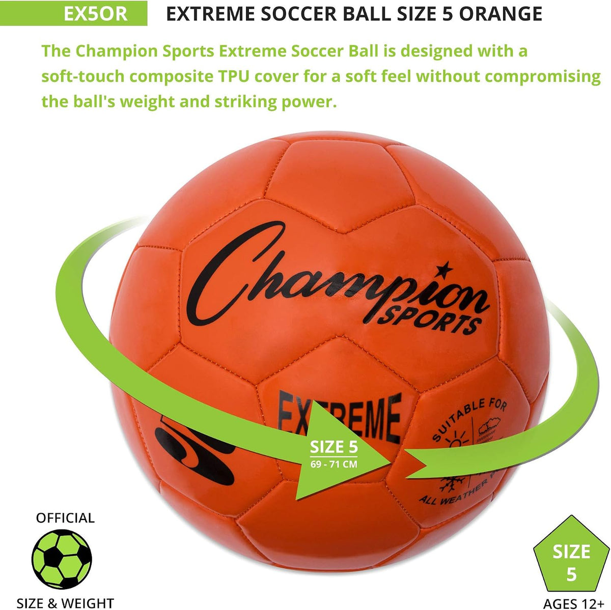Champion Sports Extreme Series - Balón de fútbol \u2013 Tamaños 3,...