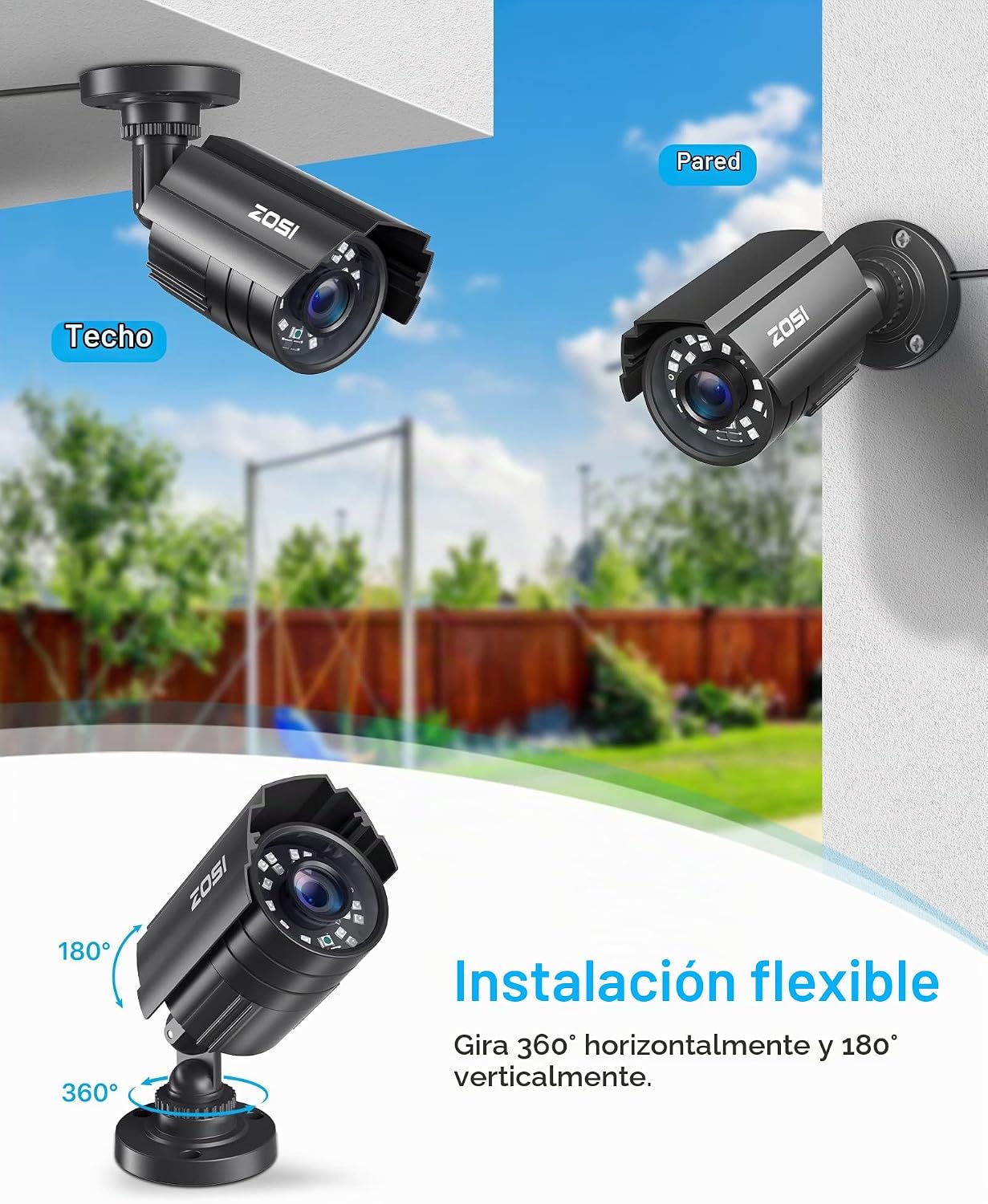 ZOSI Sistema de cámara de seguridad CCTV 1080P HD TVI para el hogar...