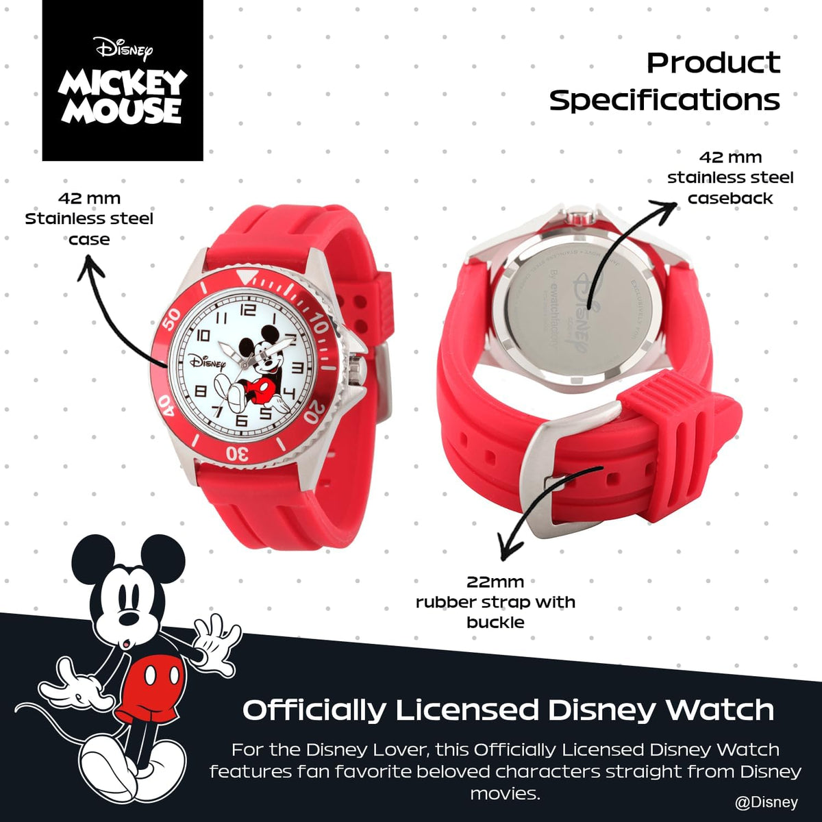 Reloj Disney Mickey Mouse para hombre - Reloj clásico de Mickey Mou...