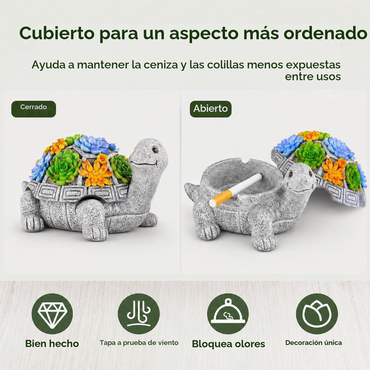 LESES Cenicero, cenicero al aire libre con tapa, sin humo, impermea...