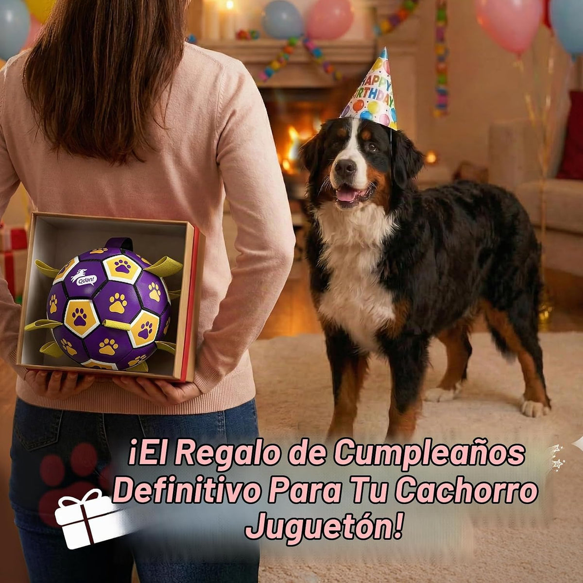 QDAN - Pelota de fútbol de juguete para perros, pelotas duraderas c...