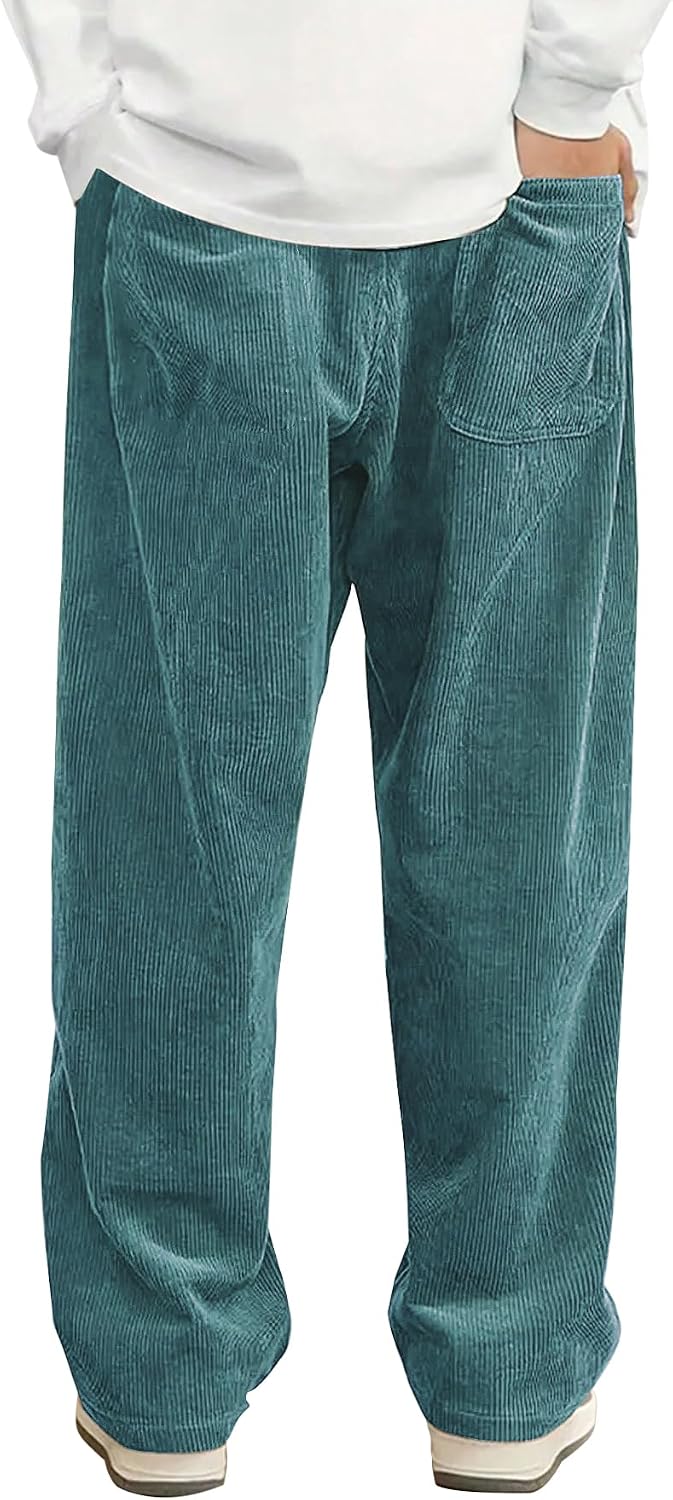 Hidkat Pantalones de corduroy casual para hombre, pantalones de pie...