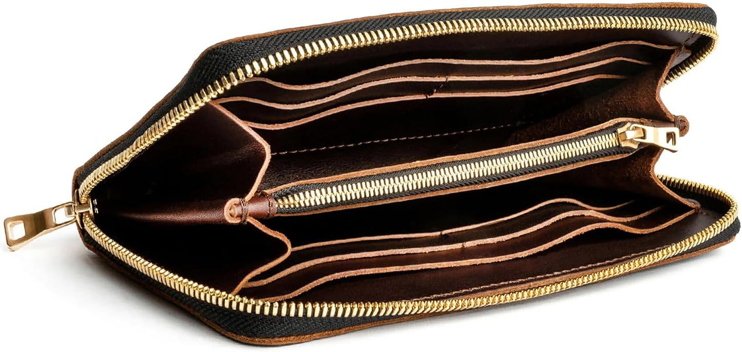 Billetera de acordeón con cremallera para mujer de Portland Leather...