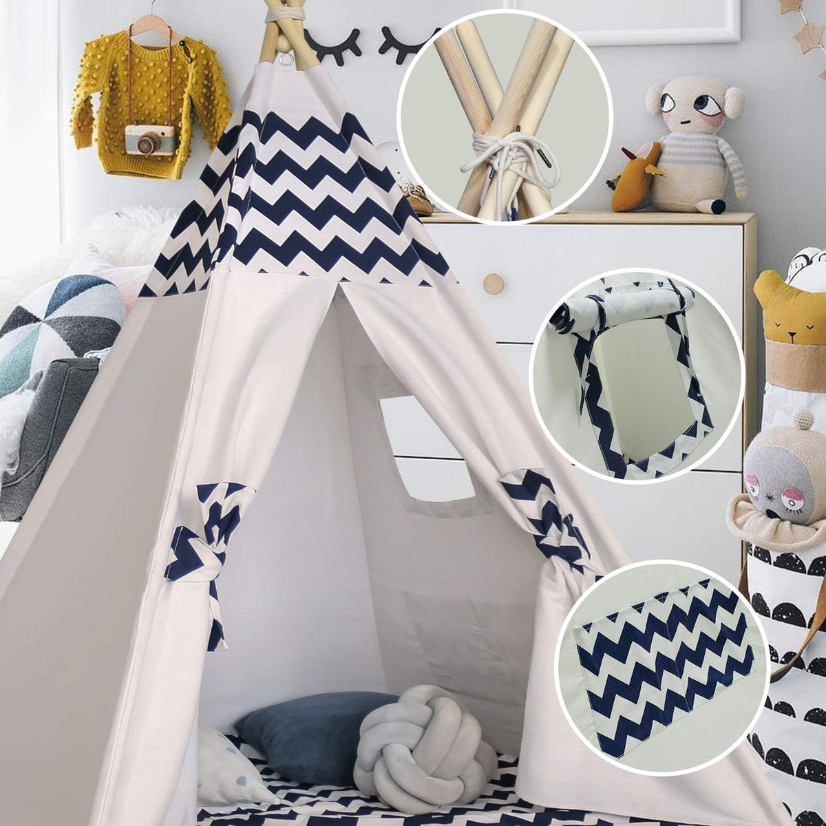 Tienda de campaña tipi para niños, tienda de campaña con alfombra,...