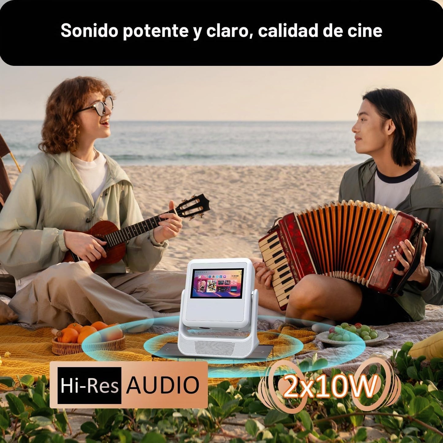 Proyector portátil inteligente con pantalla táctil, A2Ultra 4K comp...